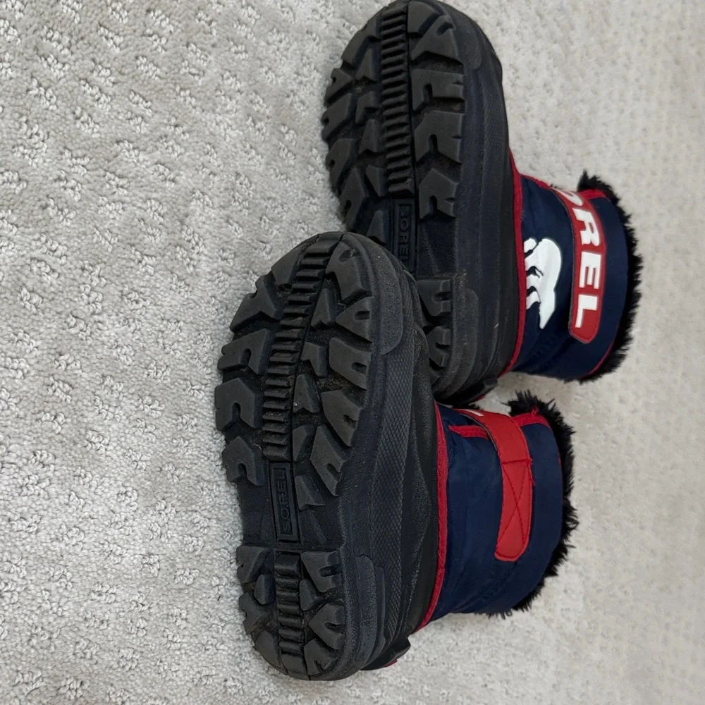 Sorel Navy and Red Kids' Insulated Winter Boots